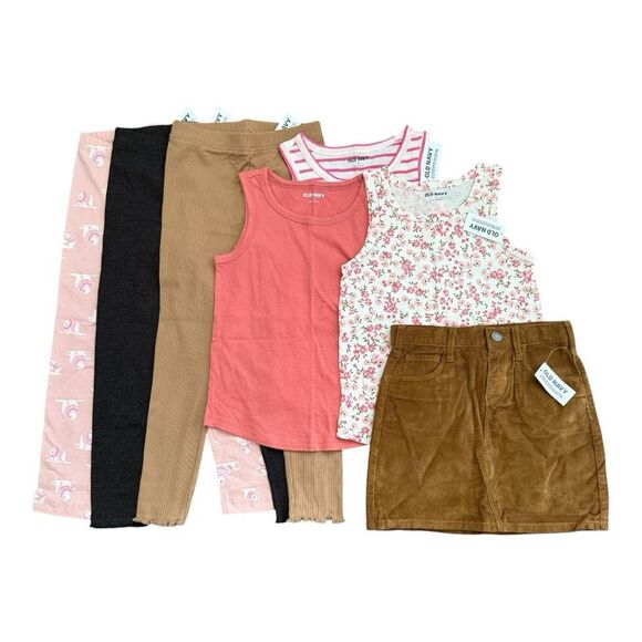 Old Navy Lot of 5T Girls 5 Toddler Tank Tops Leggings Corduroy Skirt - Picture 1 of 11